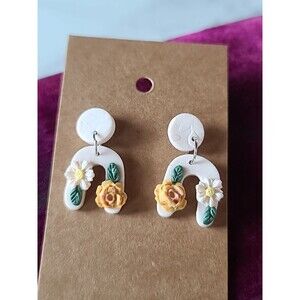Polymer Clay Floral Dangling Earrings New